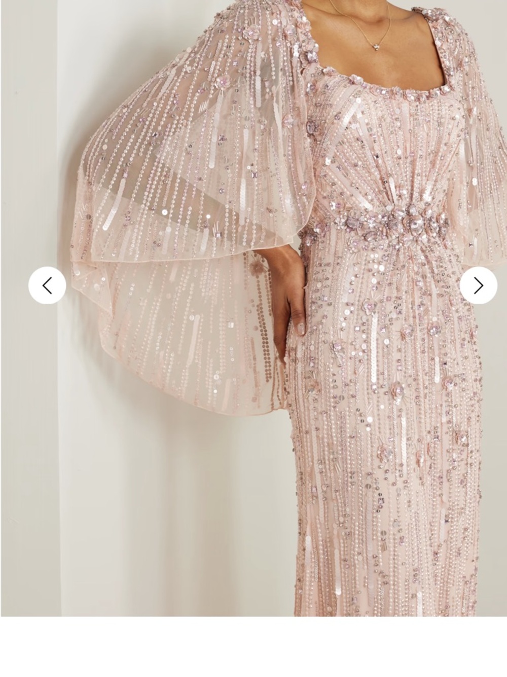 Jenny Packham Rose Blush Sequin Beaded Evening Gown - Picture 4 of 6